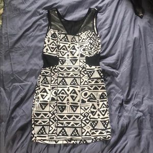 Patterned and Mesh bodycon dress